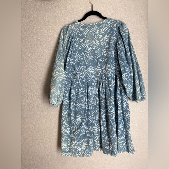 Madewell Bubble-Sleeve Button-Front Mini Dress in Indigo Paisley - Picture 4 of 11
